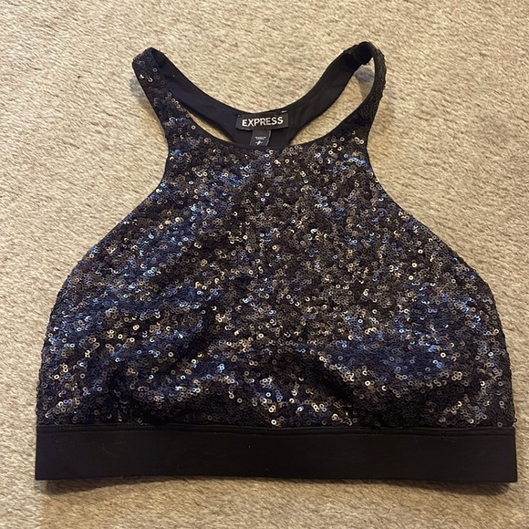 Express sequin sports bra crop size S - Picture 1 of 7